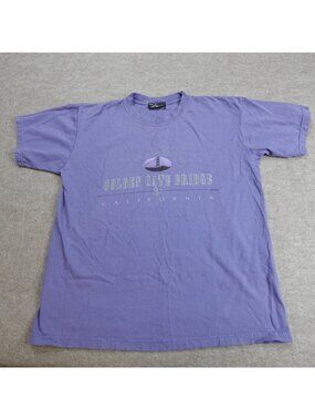 San Francisco Shirt Medium Purple Golden Gate Bridge California Vintage